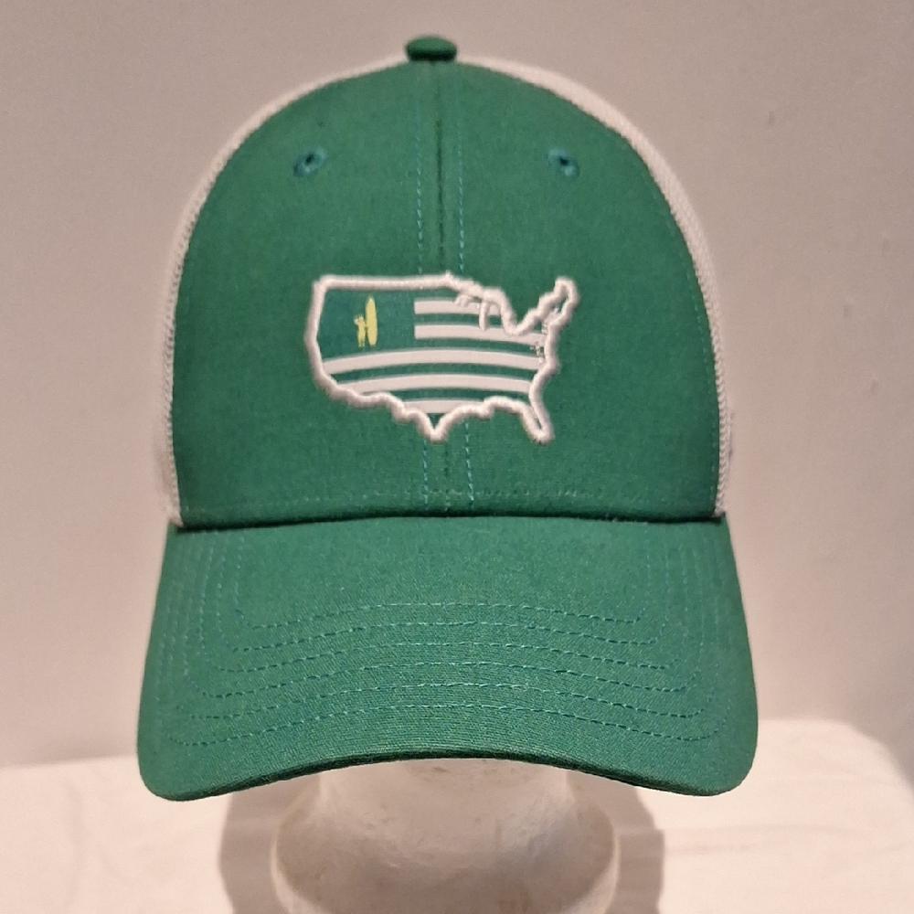 Johnnie-O Green and White USA Map Baseball Trucker Snapback Cap